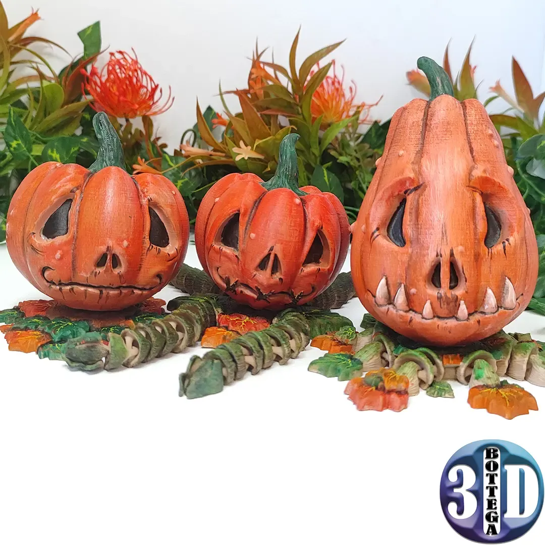 Jack-o'-lanterns, set of 3 pumpkins articulated