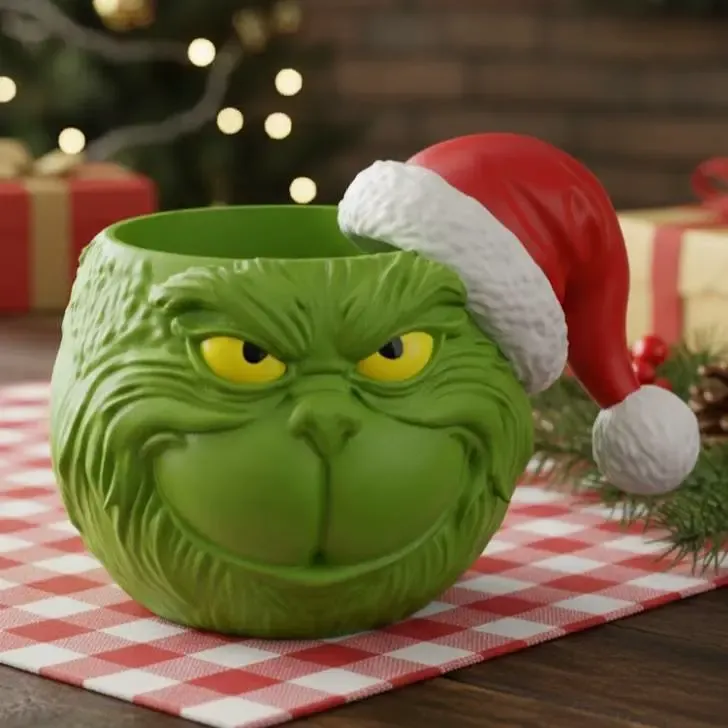 Grinch bowl with Christmas hat, Pencil holder, Flower pot