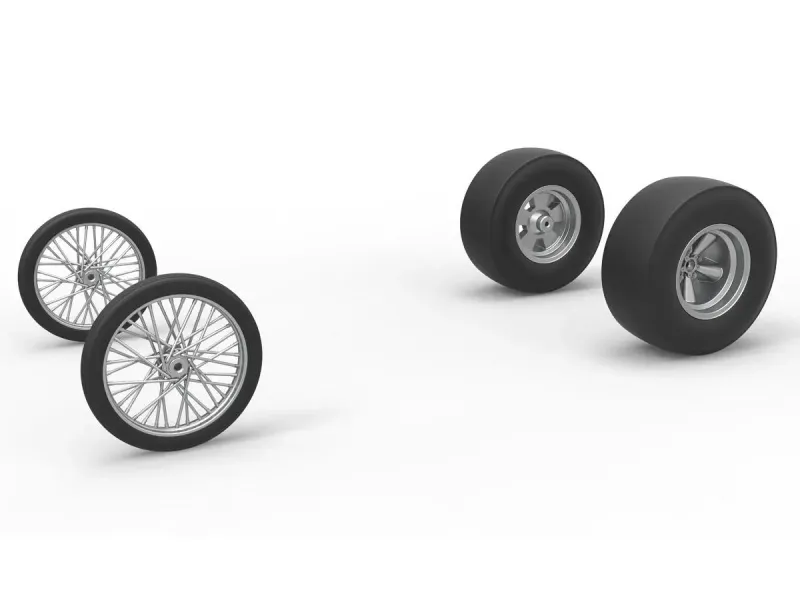 Wheel set of Vintage Front engine dragster V4 Scale 1:25