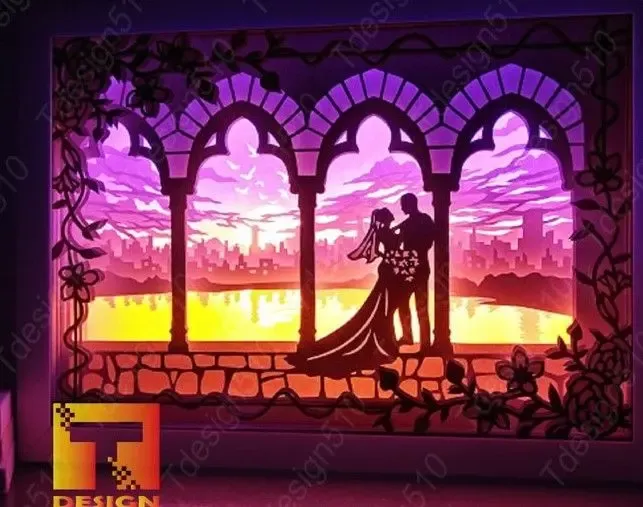 La boda en el castillo caja de luz (caja de sombras)