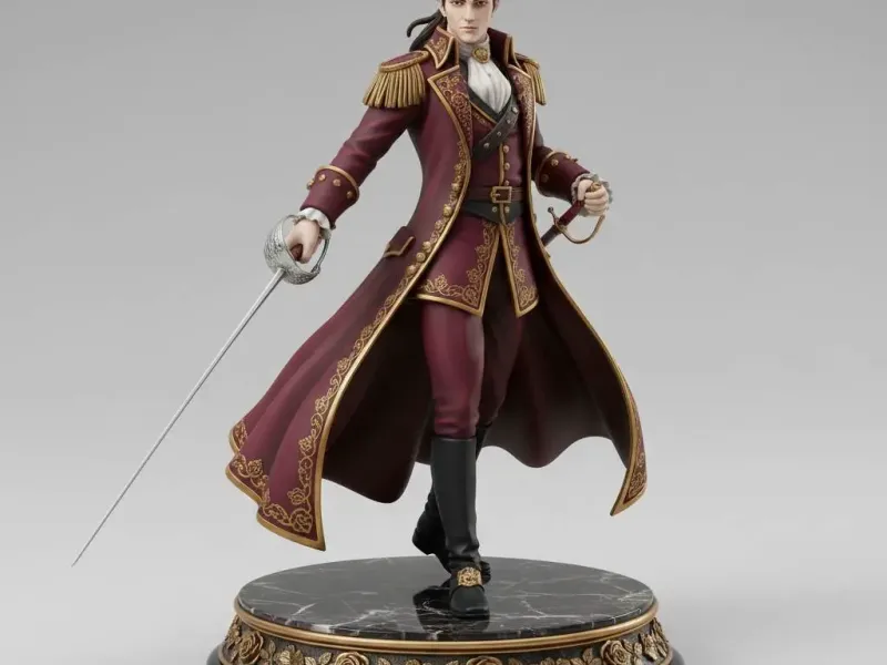 Crimson Marquis Duelist – Regal Blade Noble 3D Figurine