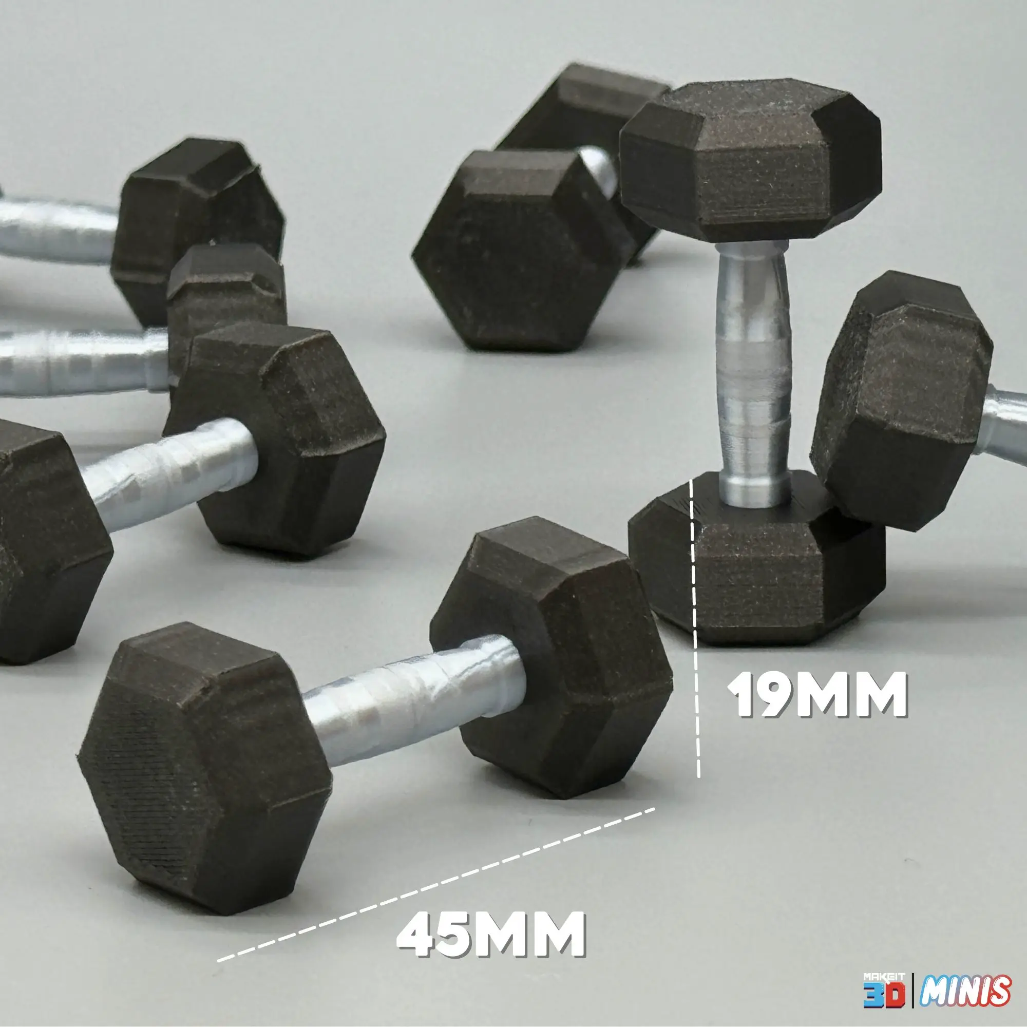3D Printable Miniature Dumbbells STL Files