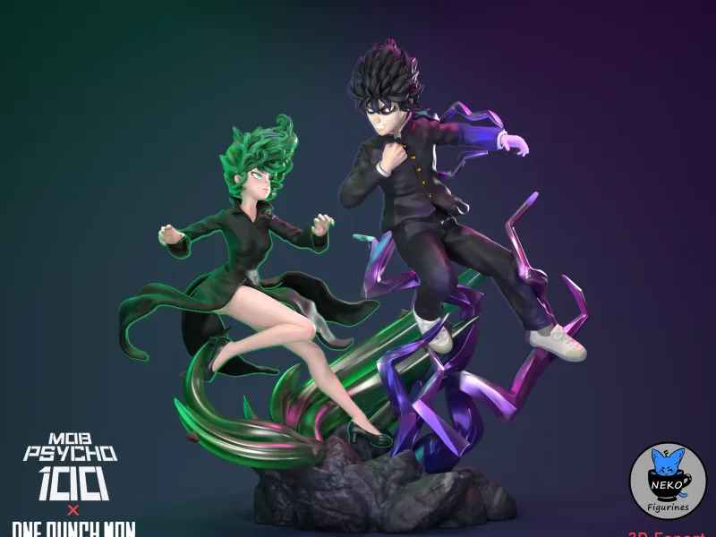 TATSUMAKI VS MOB - OPM X MOBPSYCHO 100 Anime Figurine STL