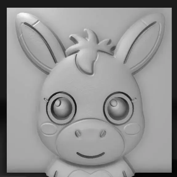 cute donkey cartoon with big expressive eyes and oversized e
