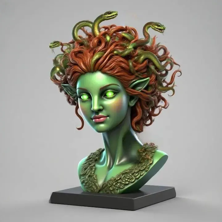 3372 Medusa Gorgon Head Color 3D Model  Witch  STL