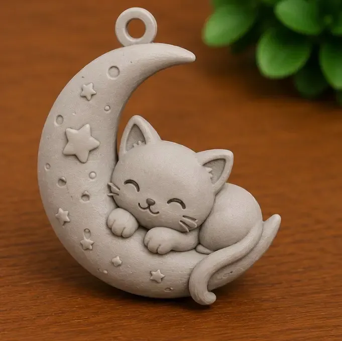 Llavero Gatito Durmiendo en la Luna