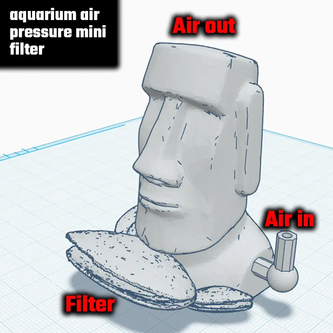 Moai decorative mini aquarium ornament air filter mussel