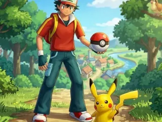 Ash Ketchum y Pikachu - Pokemon - Lowpoly