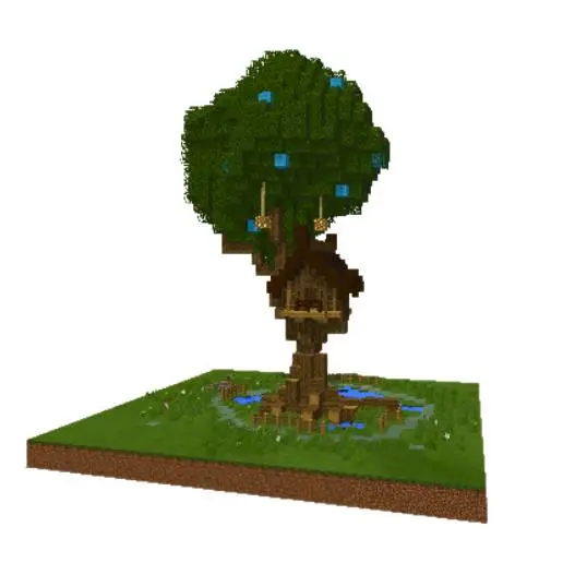 Blocky Tree House Diorama 3D Model STL Printable