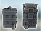 Set of two European houses with upper floor and access stair-3