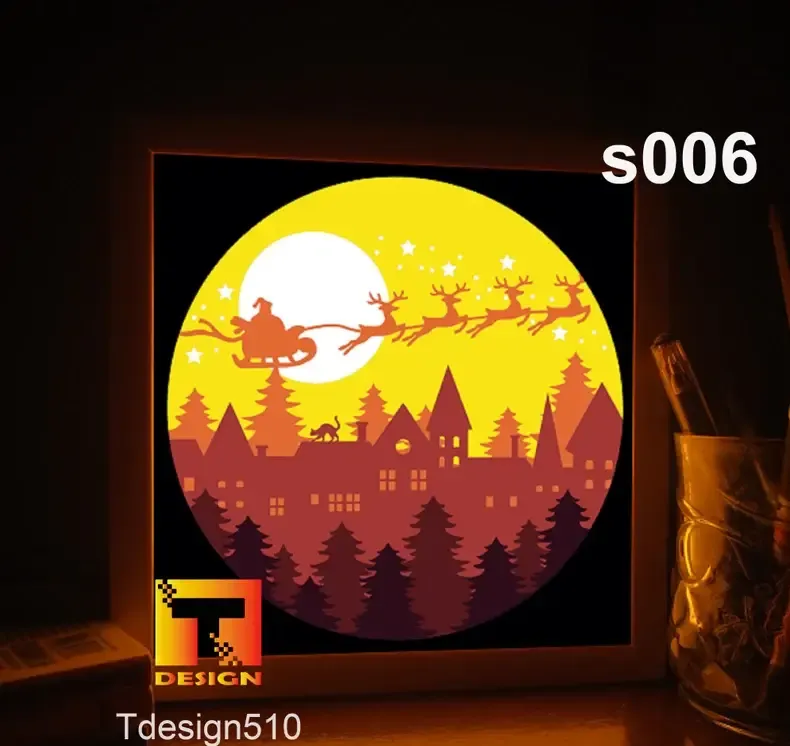 Santa Claus gives gifts V2 lightboz (shadow box)