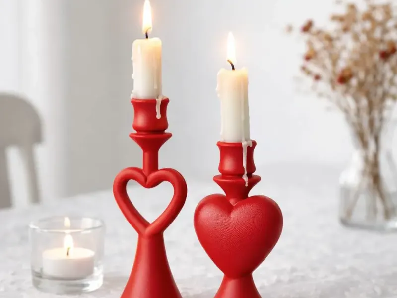 Heart Candlestick Holder Set | Romantic Candle Holder Decor