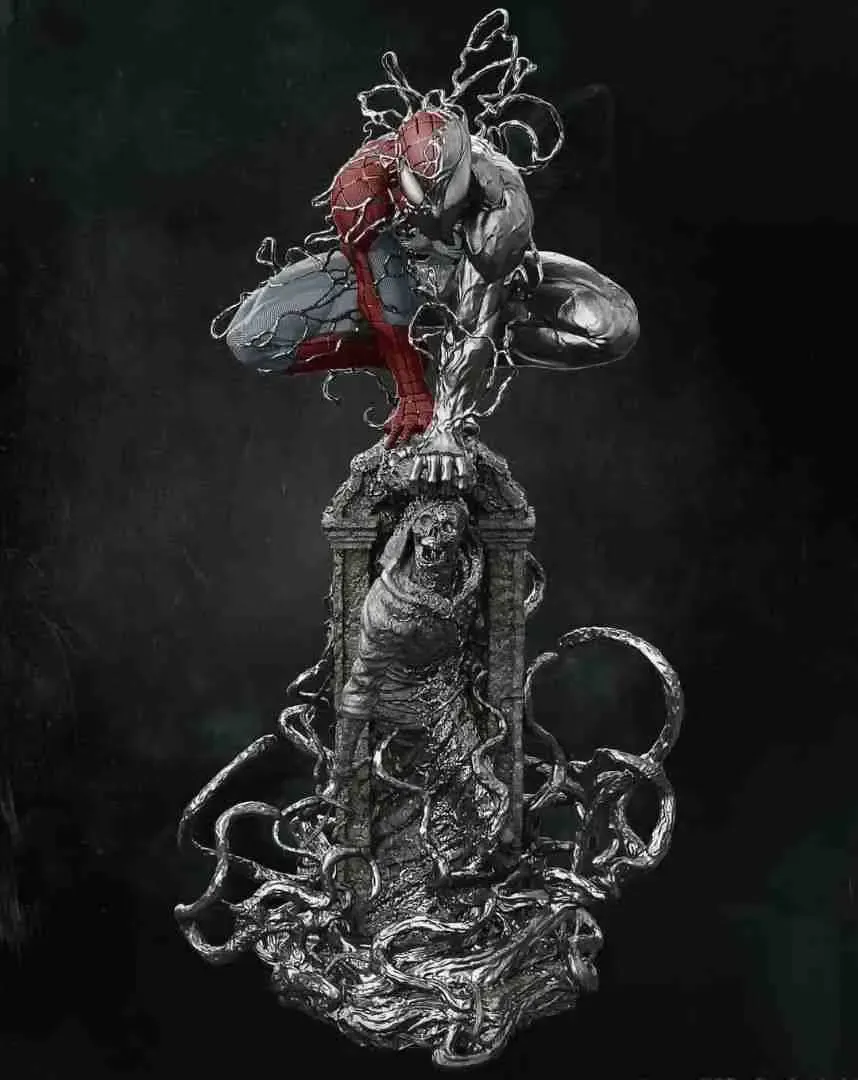Symbiote Spiderman statue