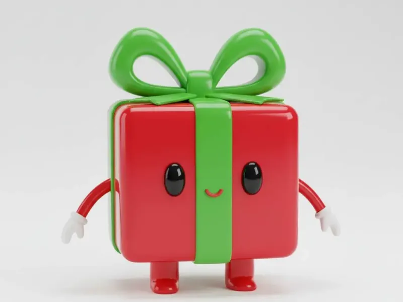 Cute Christmas Gift Box Character – Festive 3D Printable Fig