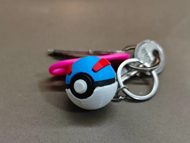 Llavero Pokébola Great Ball – Impresión por partes