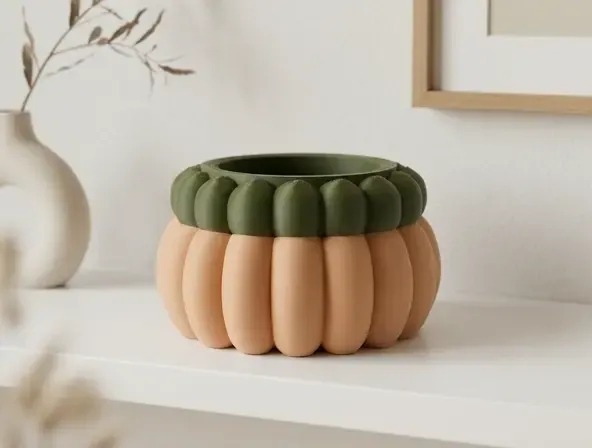 Rounded Sculptural Flower Pot - Contemporary Decor