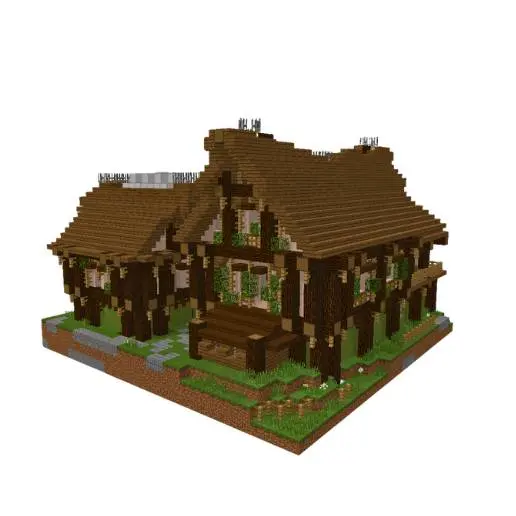 Blocky Rustic Timber Frame Manor House 3D Model STL Printabl