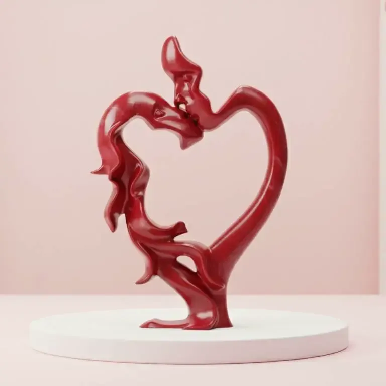 Abstract Kissing Faces Forming Heart - Valentine's STL