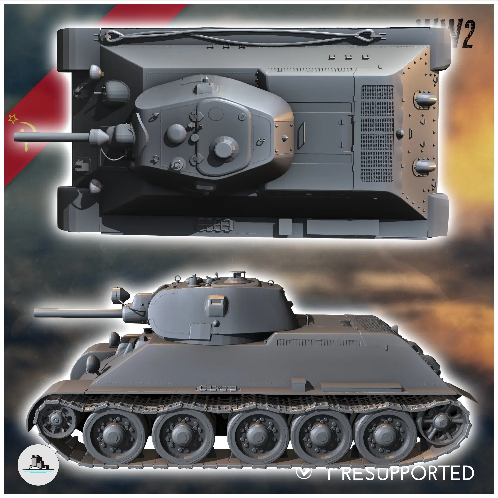 T-34 76 M1940 Model 1940 (T-3476A) with front headlight - mi