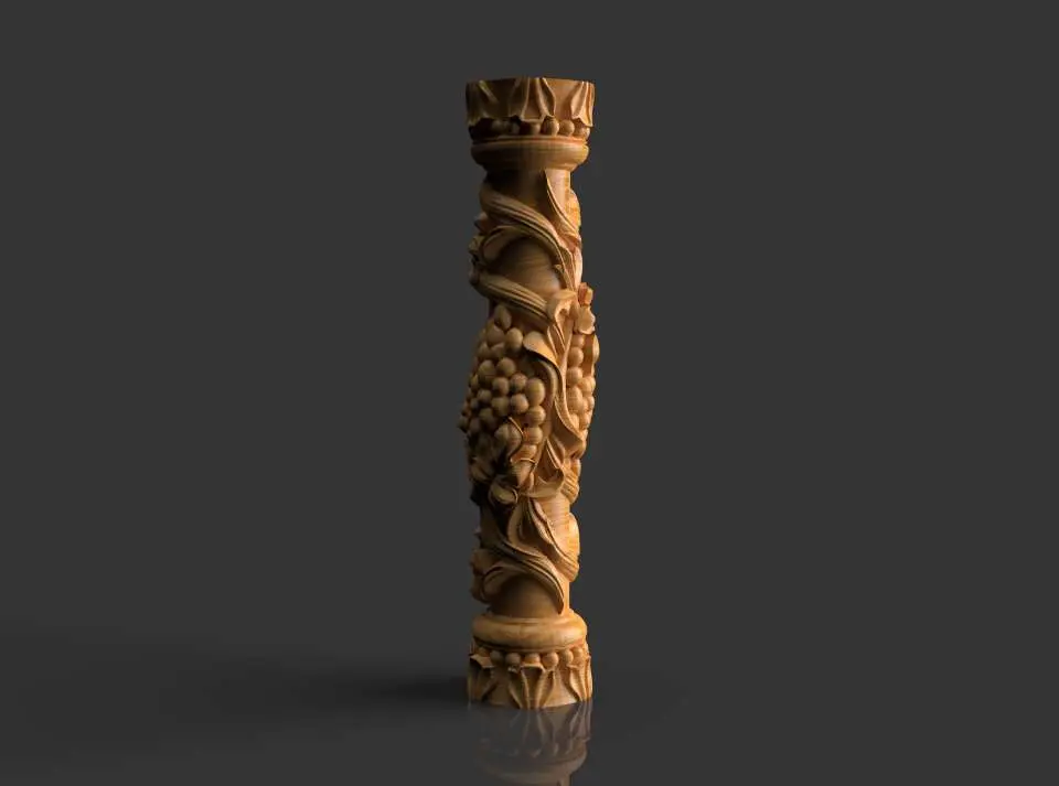The pillar, column, stand, support with grapes, dragon, girl