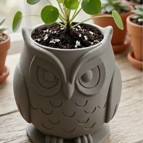 Cache-pot minimaliste en forme de hibou