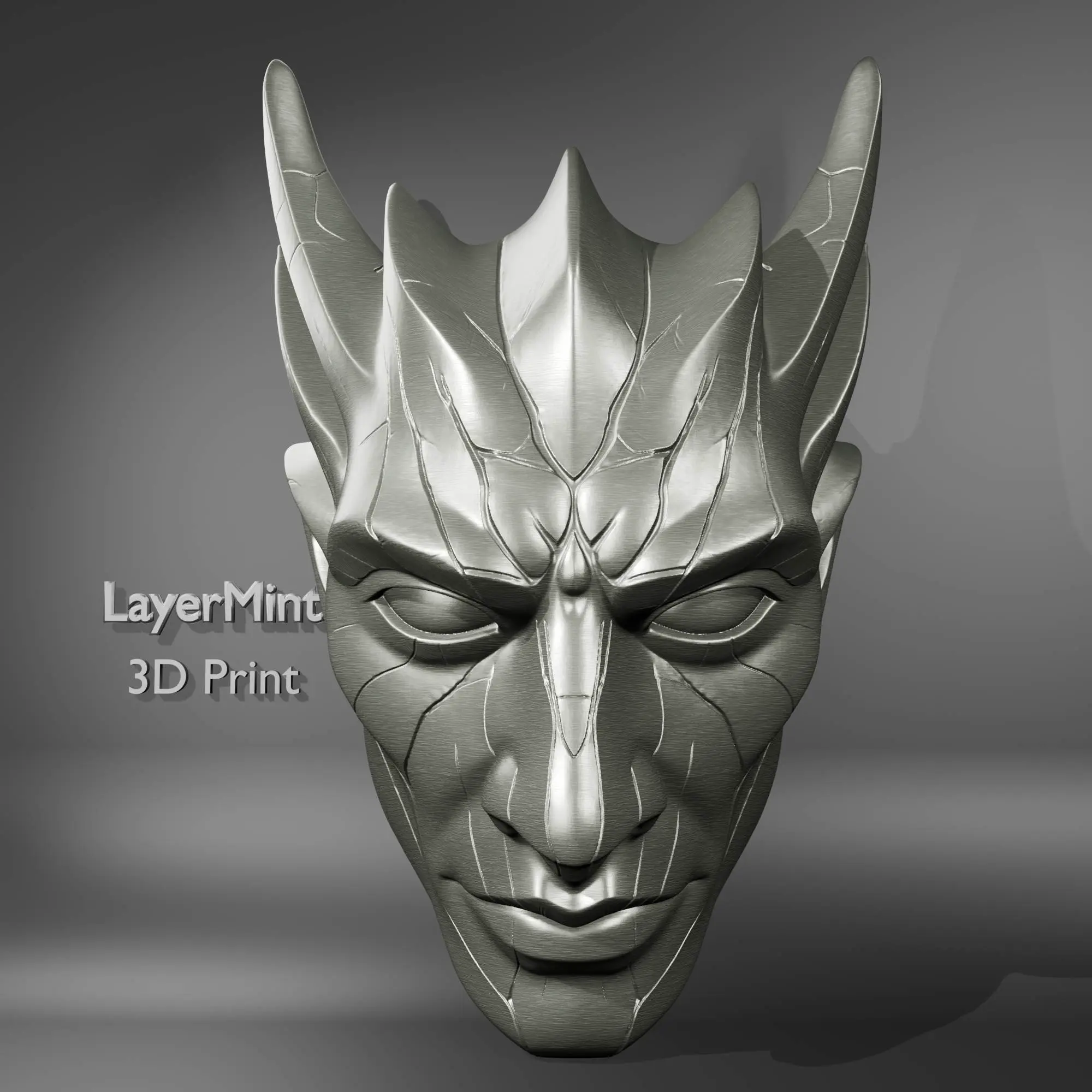 Horned Demon Mask STL File for 3D Printing, Fantasy Cosplay