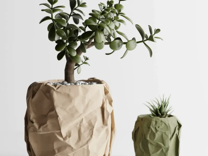 Zerknitterter-Papier-Blumentopf
