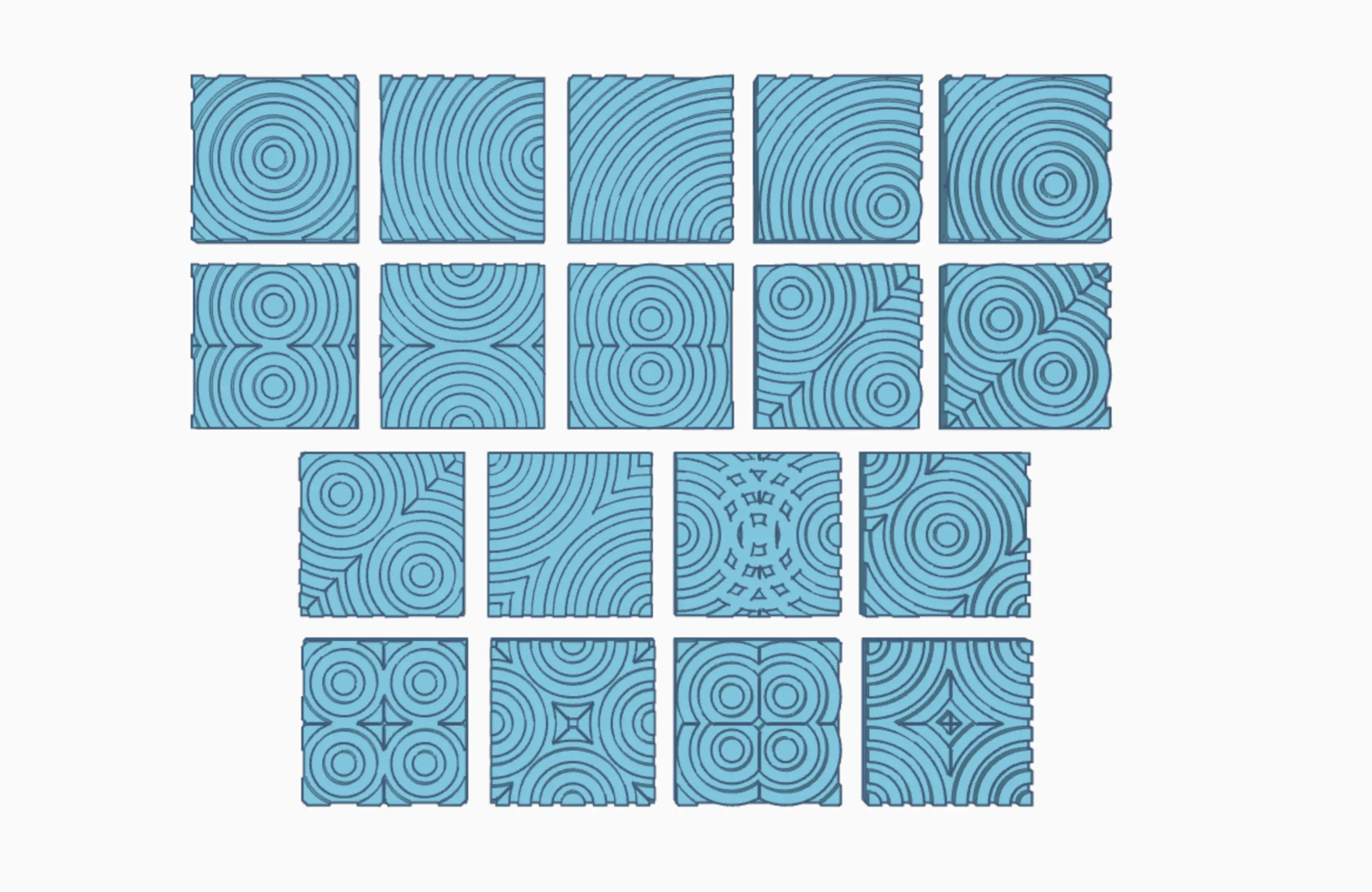 Square Cookie Cutters with Round Shapes (Set of 18)