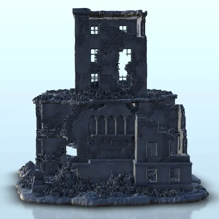 Large ruined building with central arch 1 - WW2 Terrain