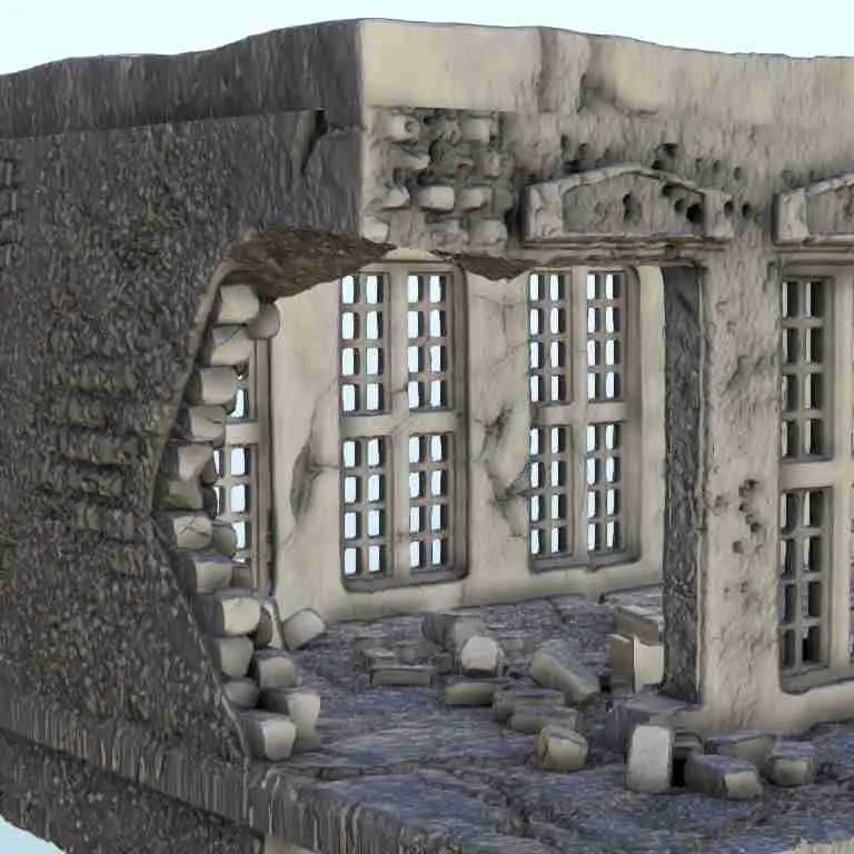 Ruined house with balcony 19 - miniatures scenery modern gam