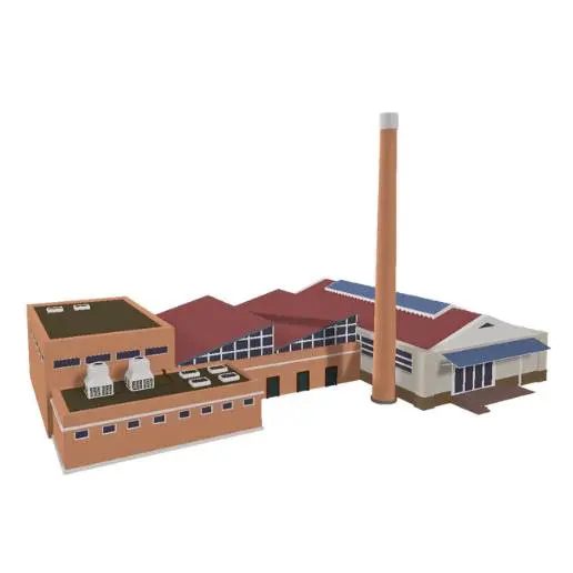 Industrial Factory Complex Building 3D Model STL Printable
