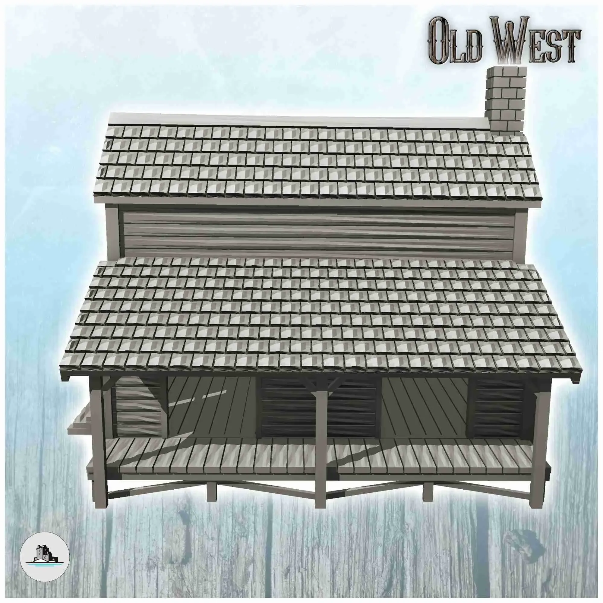 Wooden western house with roof terrace (29) - miniatures ACW