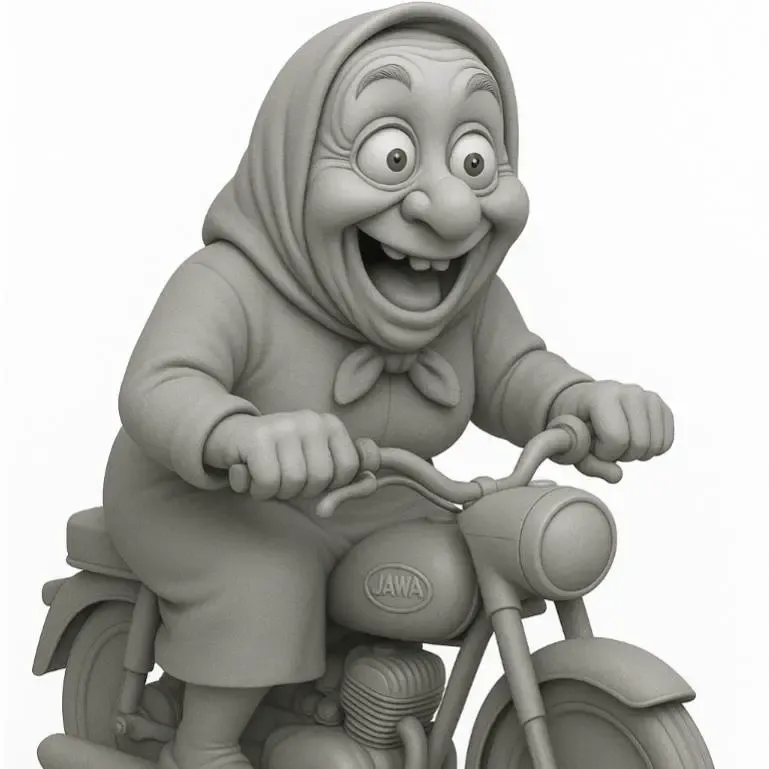 Grandma on a motorcycle