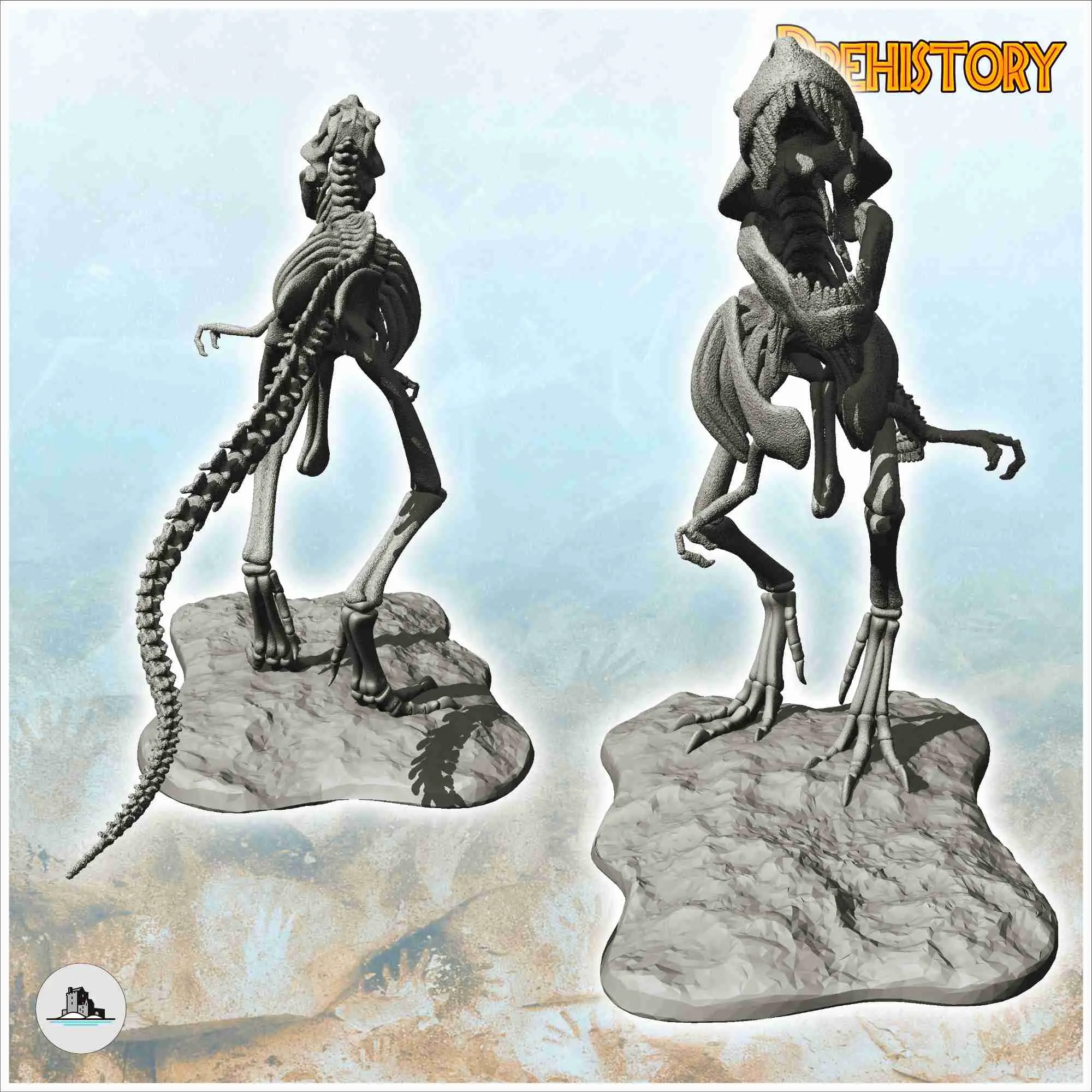 Ağzı açık T-Rex dinozor iskeleti (1) - minyatür figür
