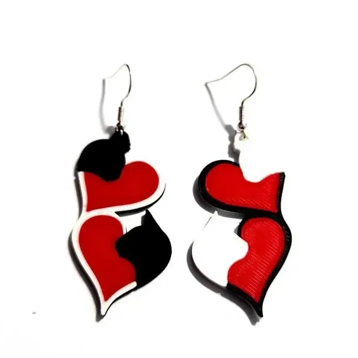Twin Hearts & Cats Earrings - Valentine's Day