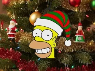Homero Simpson Navideño con Gorro de Elfo 🎁