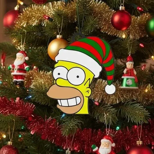 Homero Simpson Navideño con Gorro de Elfo 🎁