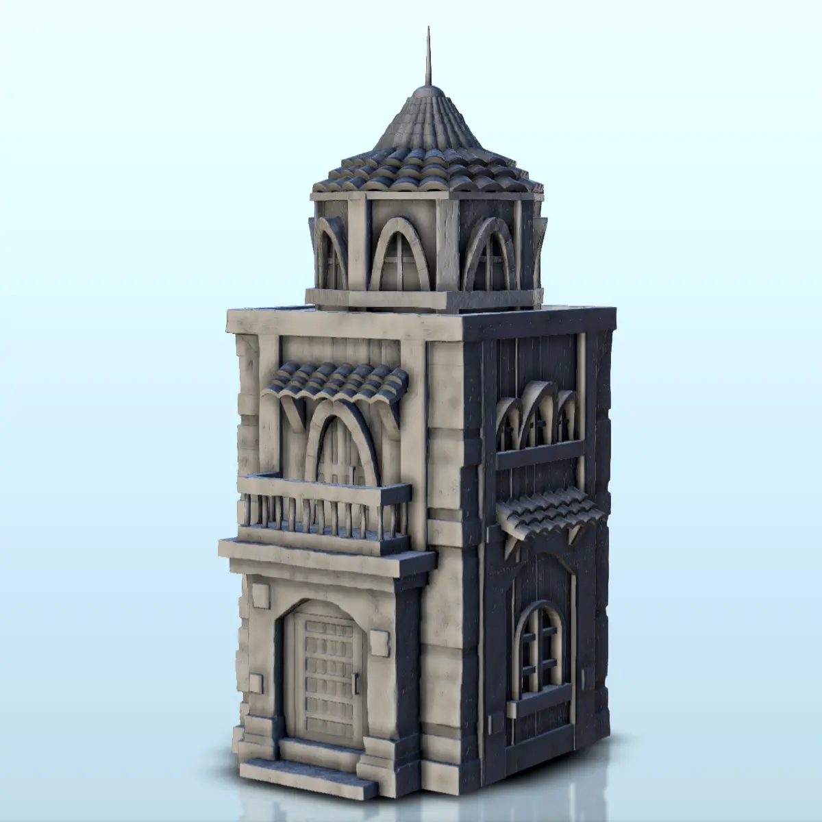 Torre medieval con tejado de tejas (7) - escenografía medieval mini