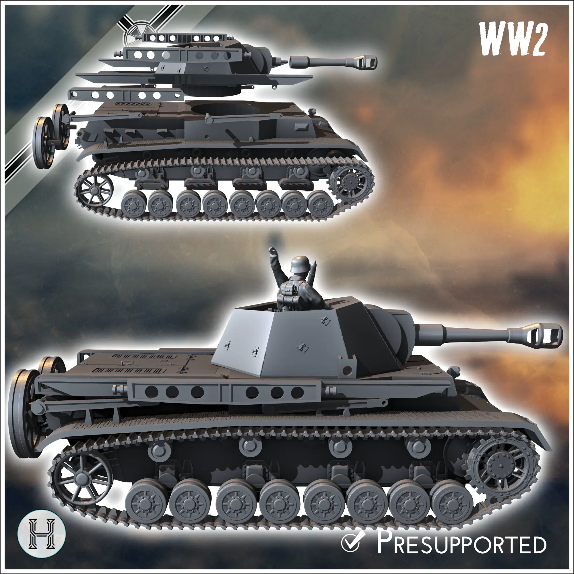 Heuschrecke IVb Grasshopper 10.5cm - miniatures ww2 vehicle