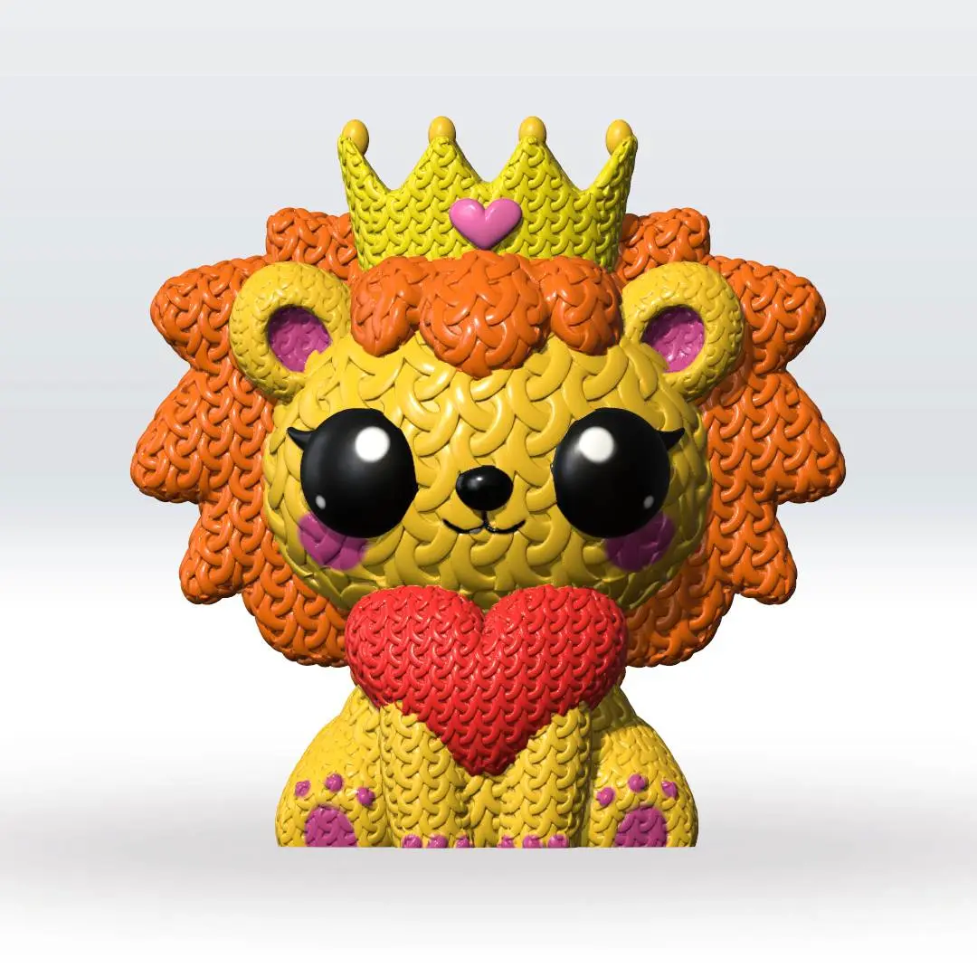 Knitted Lion 3D Model STL file Cute Knitted Character