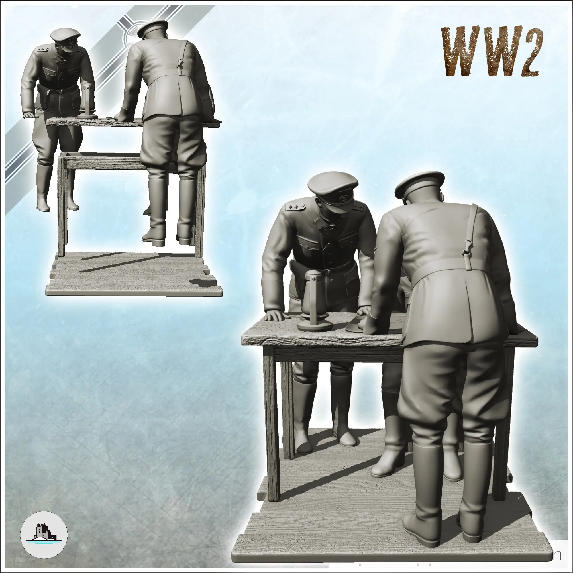 Other STL Download - German staff around a table with map (12) - WW2 ...