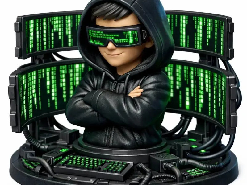 Cyber Hacker Chibi Statue - Matrix Edition Desktop Diorama