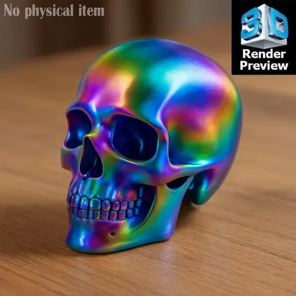 Rainbow Metallic Skull STL | 3D Print File