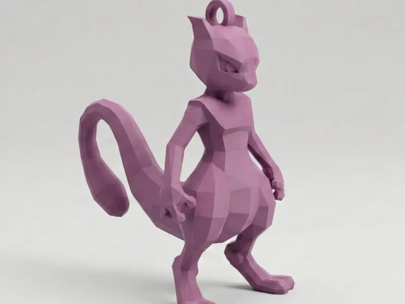 Low Poly Mewtwo Keychain | #07