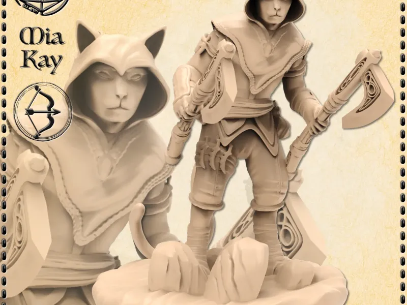 Catfolk Rogue with Axes
