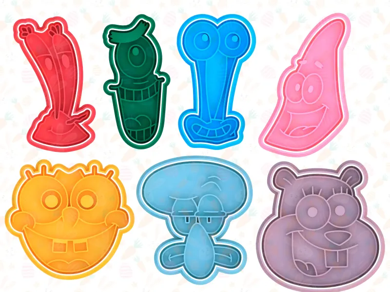Set di 7 taglierini per biscotti con le facce di SpongeBob SquarePants