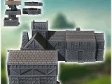 Large medieval building with stone base and wooden corner (3-1