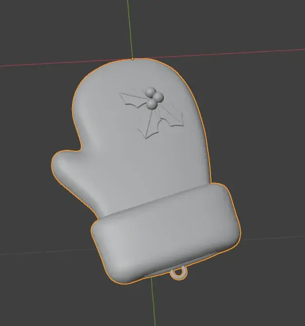 Mitten ornament with holly