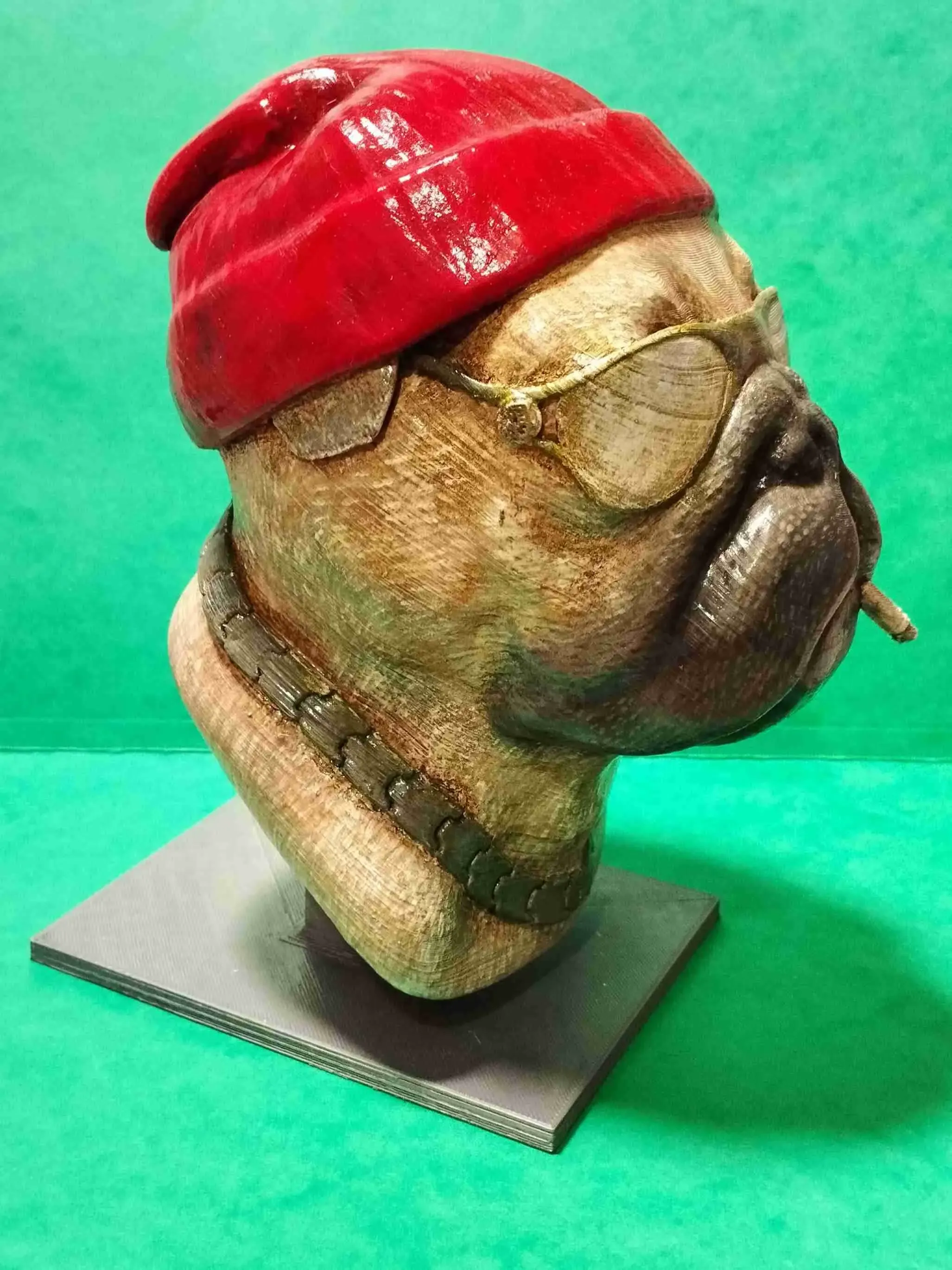 DOG BUST WITH GLASSES