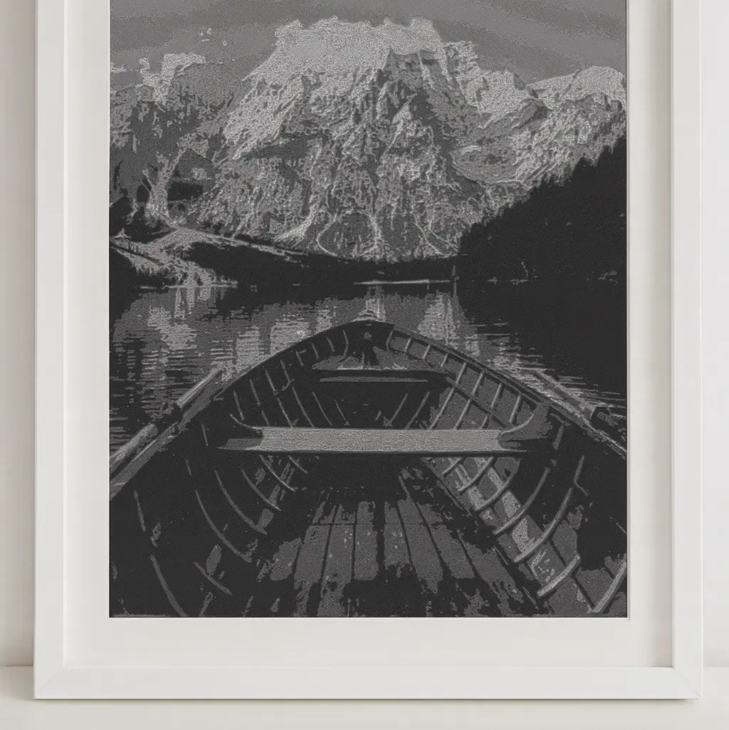 Boat in the Mountains 3D-Art Picture